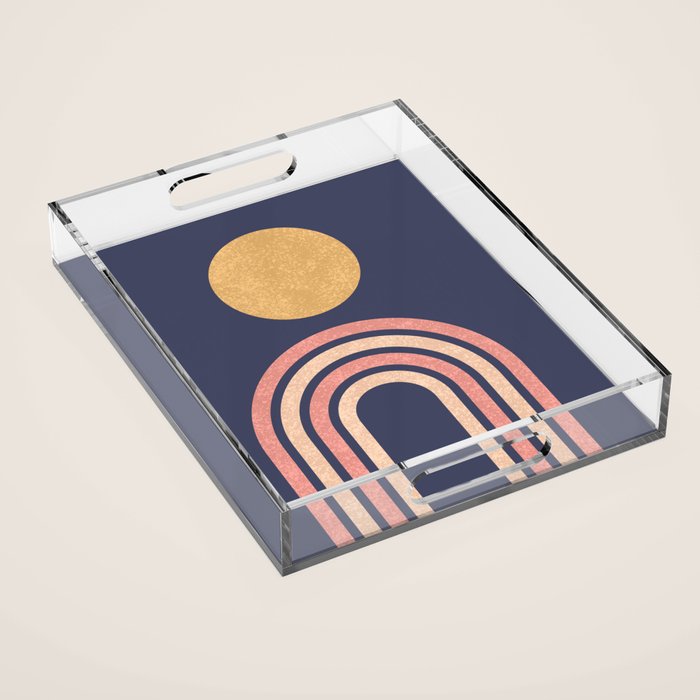 Mid century modern - indigo Acrylic Tray Gallery Image 1