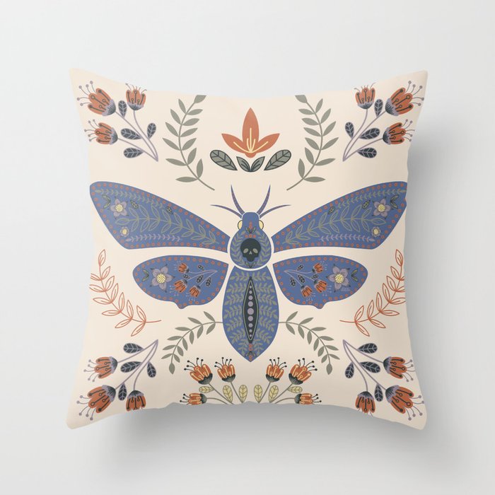 Magical Death Head Moth Throw Pillow Gallery Image 1