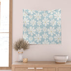 Retro Daisy Pattern - Pastel Blue Wall Tapestry Gallery Image 2