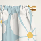 Retro Daisy Pattern - Pastel Blue Window Curtain Gallery Image 2