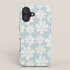 Retro Daisy Pattern - Pastel Blue iPhone Case Gallery Image 1