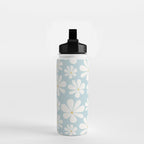 Retro Daisy Pattern - Pastel Blue Water Bottle Gallery Image 2