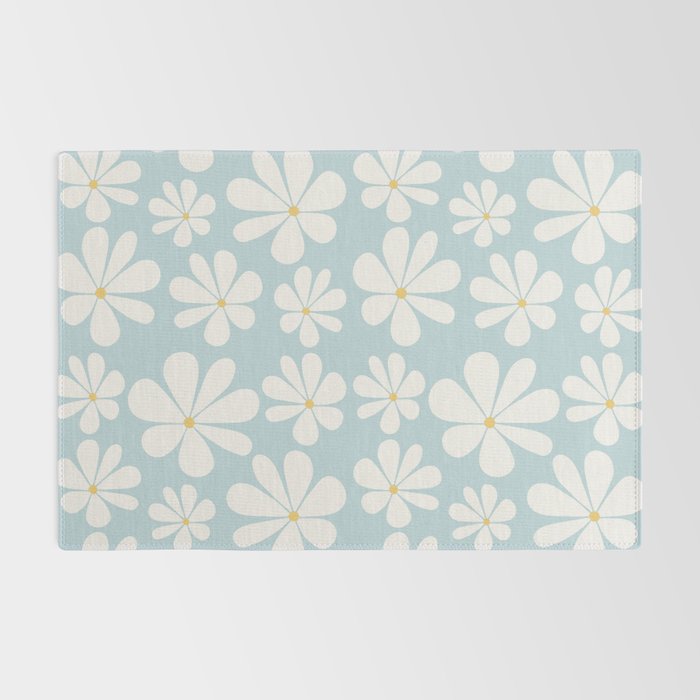 Retro Daisy Pattern - Pastel Blue Rug Gallery Image 2