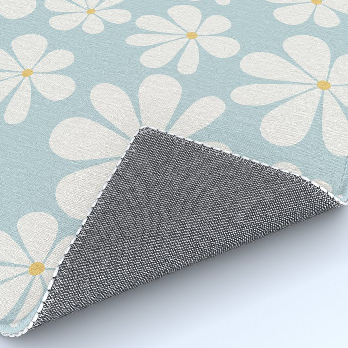 Retro Daisy Pattern - Pastel Blue Rug Gallery Image 4