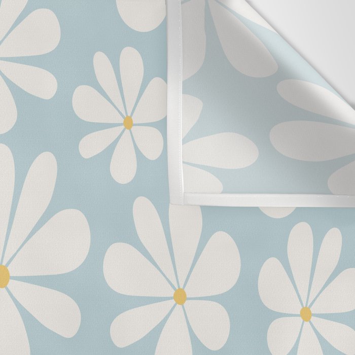 Retro Daisy Pattern - Pastel Blue Wall Tapestry Gallery Image 3