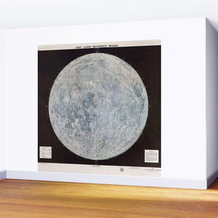 Vintage Lunar Moon Map, 1960s Wall Mural Gallery Image 2