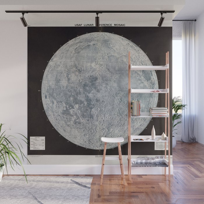 Vintage Lunar Moon Map, 1960s Wall Mural Gallery Image 1