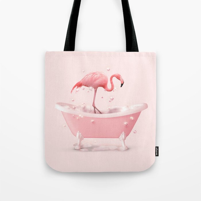Bathtub Flamingo Tote Bag Gallery Image 1