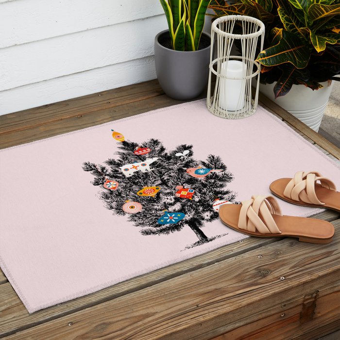 Retro Christmas tree no3 Outdoor Rug Gallery Image 2