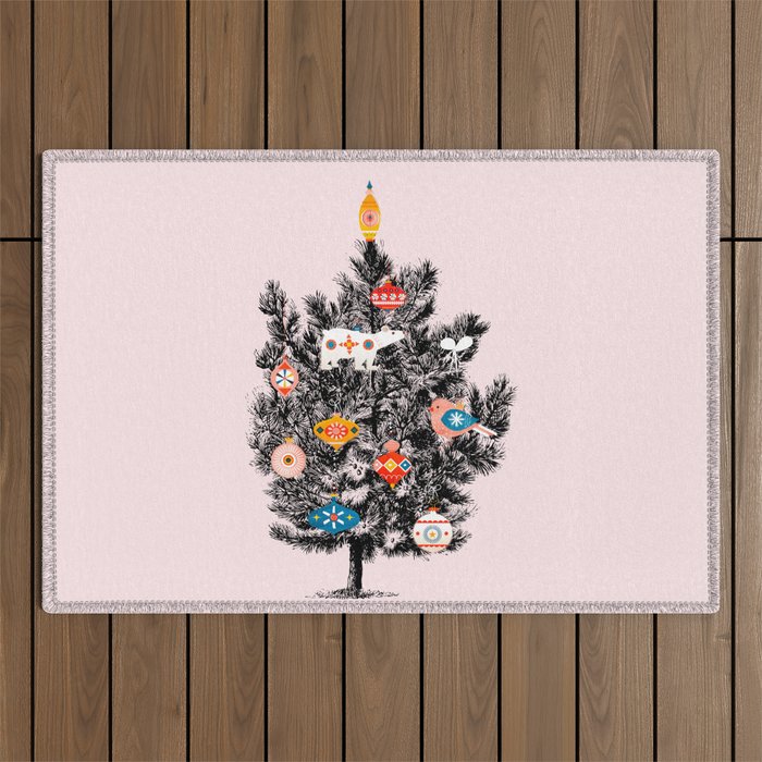 Retro Christmas tree no3 Outdoor Rug Gallery Image 1