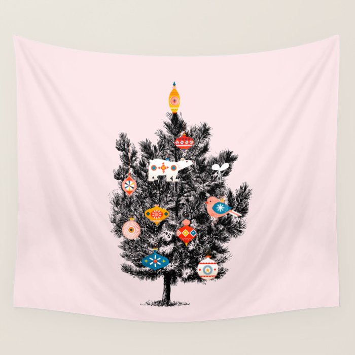 Retro Christmas tree no3 Wall Tapestry Gallery Image 4