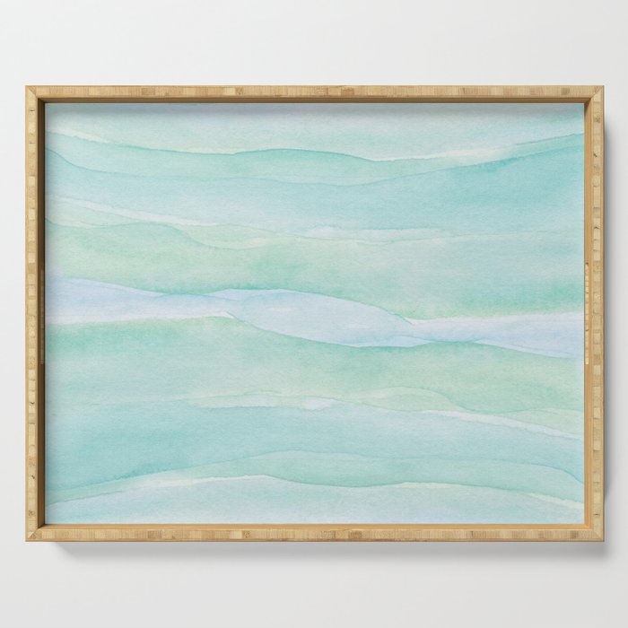 Blue Green Watercolor Layers Serving Tray Gallery Image 1