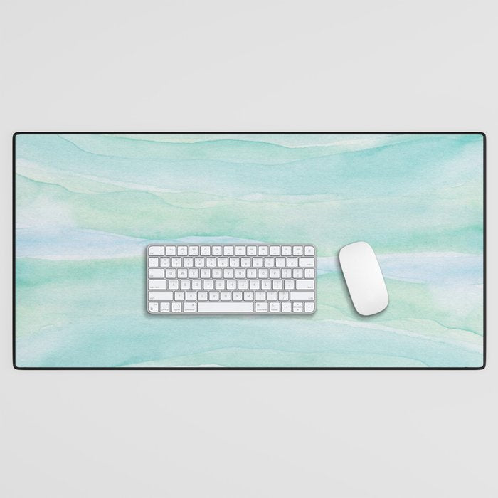 Blue Green Watercolor Layers Desk Mat Gallery Image 1