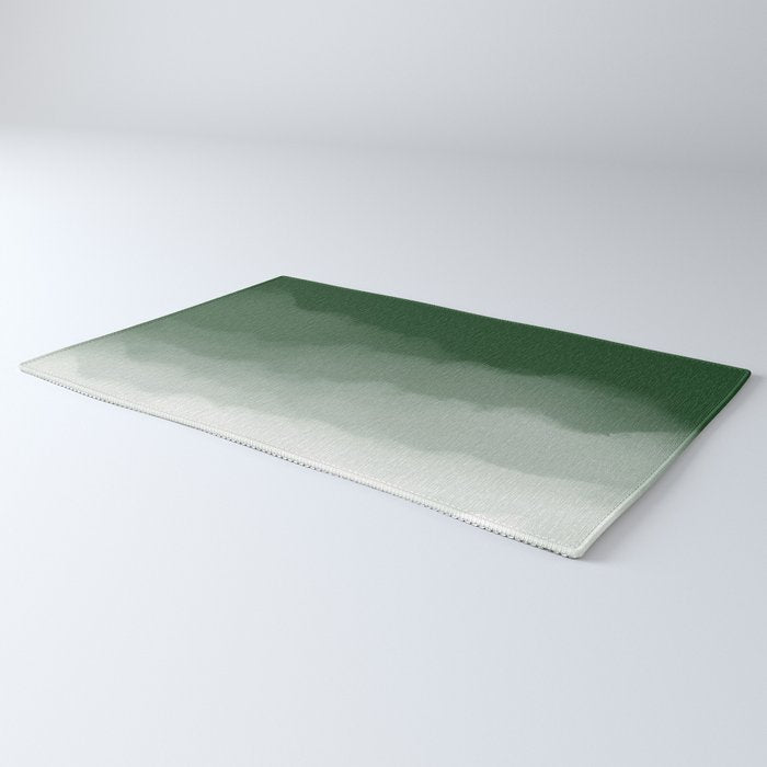Forest Green Watercolor Ombre (green/white) Rug Gallery Image 3