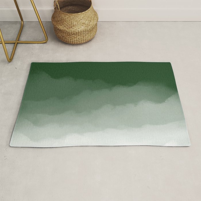Forest Green Watercolor Ombre (green/white) Rug Gallery Image 1