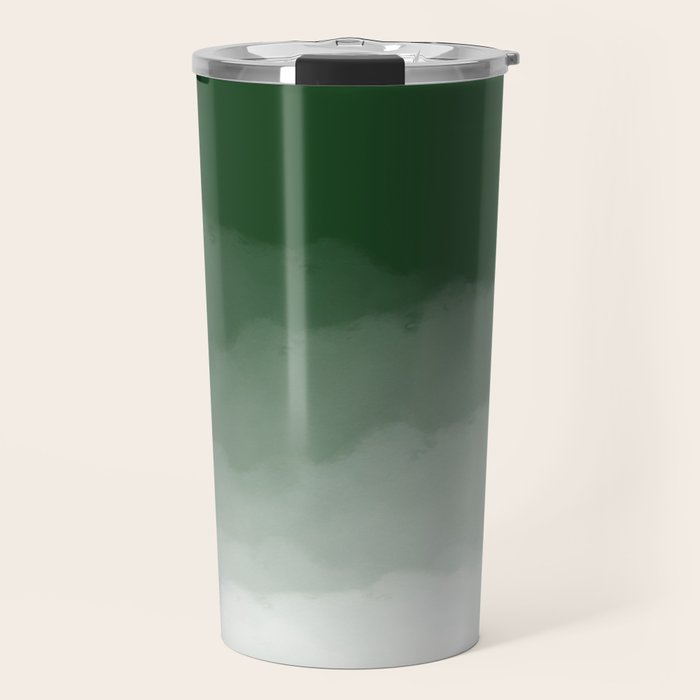 Forest Green Watercolor Ombre (green/white) Travel Mug Gallery Image 1
