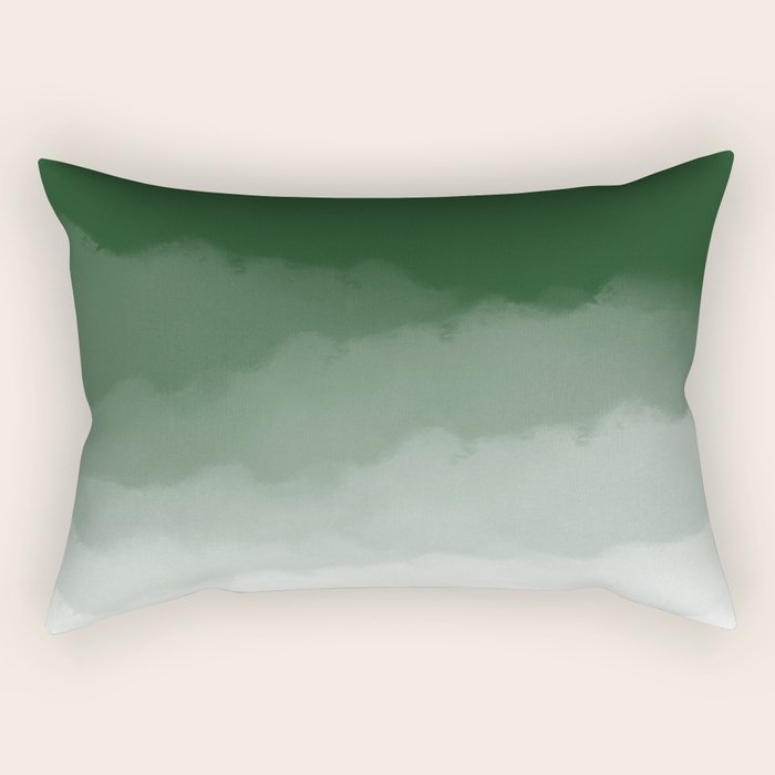 Forest Green Watercolor Ombre (green/white) Rectangular Pillow Gallery Image 2