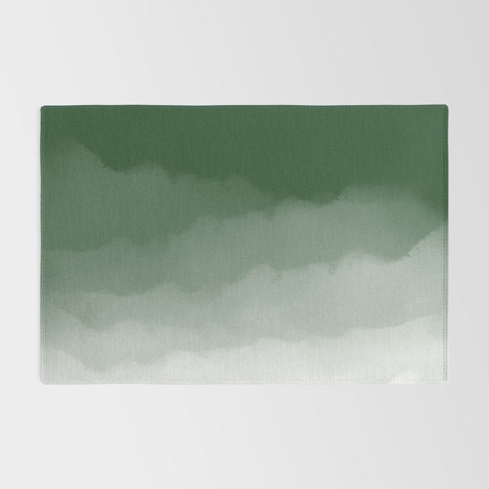 Forest Green Watercolor Ombre (green/white) Rug Gallery Image 2