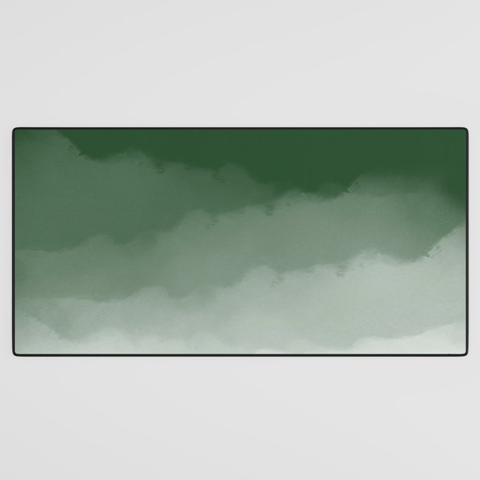 Forest Green Watercolor Ombre (green/white) Desk Mat Gallery Image 3