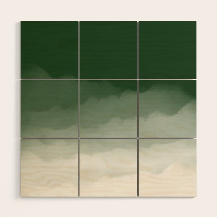 Forest Green Watercolor Ombre (green/white) Wood Wall Art Gallery Image 1