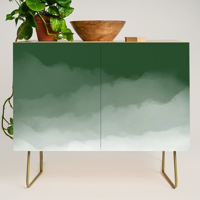 Forest Green Watercolor Ombre (green/white) Credenza Gallery Image 1