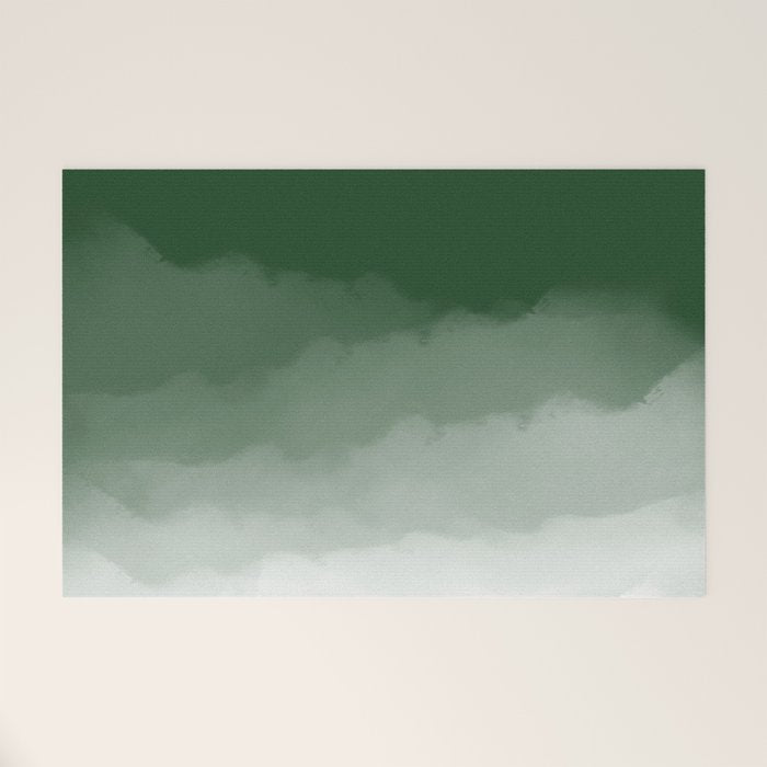 Forest Green Watercolor Ombre (green/white) Welcome Mat Gallery Image 1