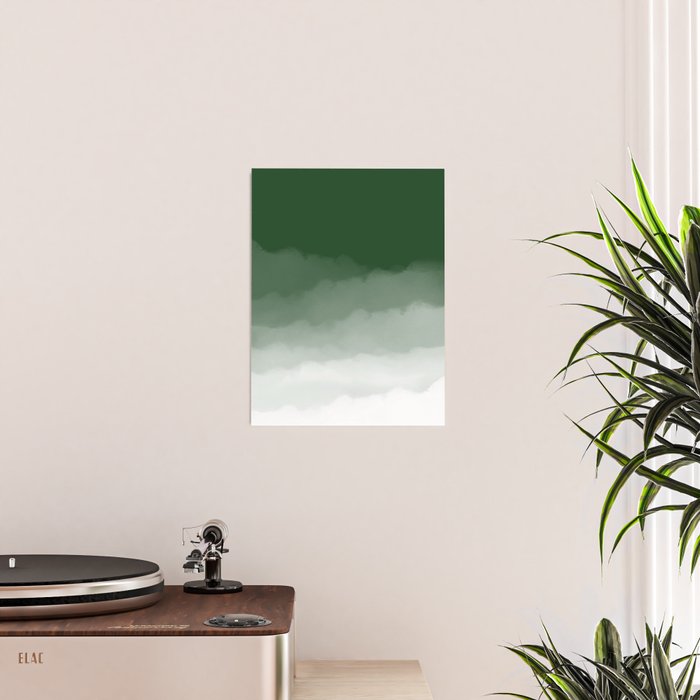 Forest Green Watercolor Ombre (green/white) Poster Gallery Image 2