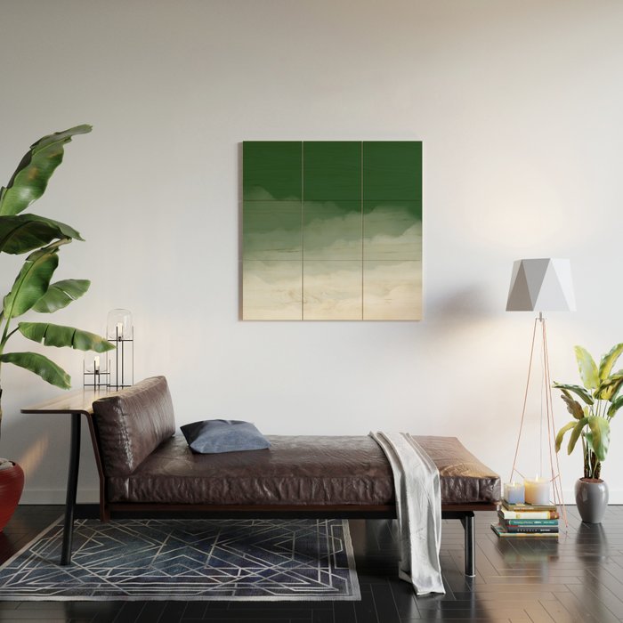 Forest Green Watercolor Ombre (green/white) Wood Wall Art Gallery Image 2