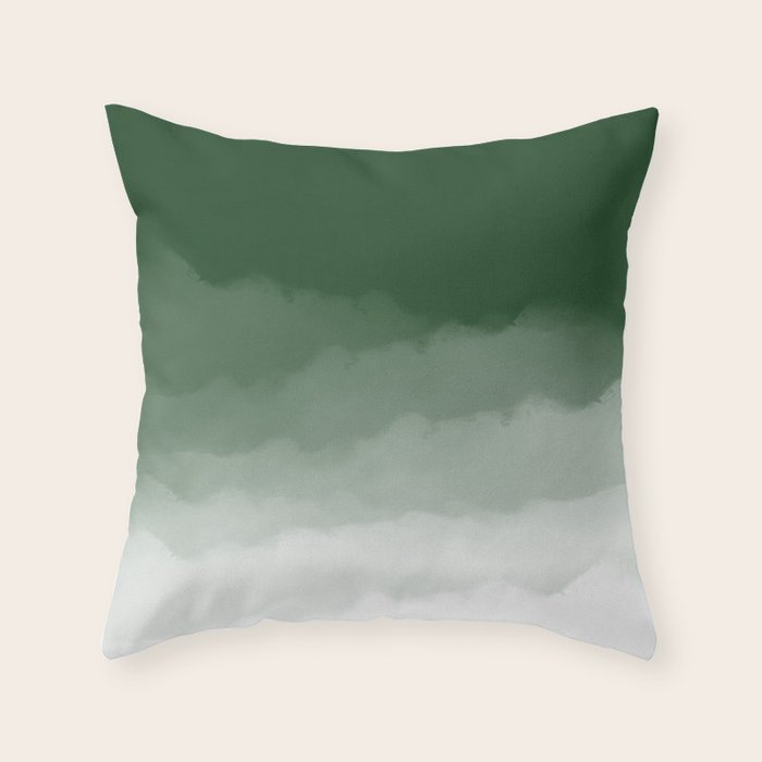 Forest Green Watercolor Ombre (green/white) Throw Pillow Gallery Image 6