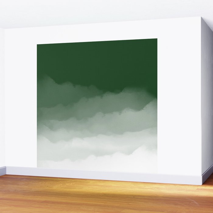 Forest Green Watercolor Ombre (green/white) Wall Mural Gallery Image 2