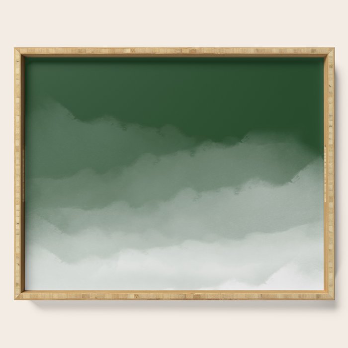 Forest Green Watercolor Ombre (green/white) Serving Tray Gallery Image 1