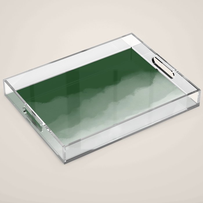 Forest Green Watercolor Ombre (green/white) Acrylic Tray Gallery Image 1