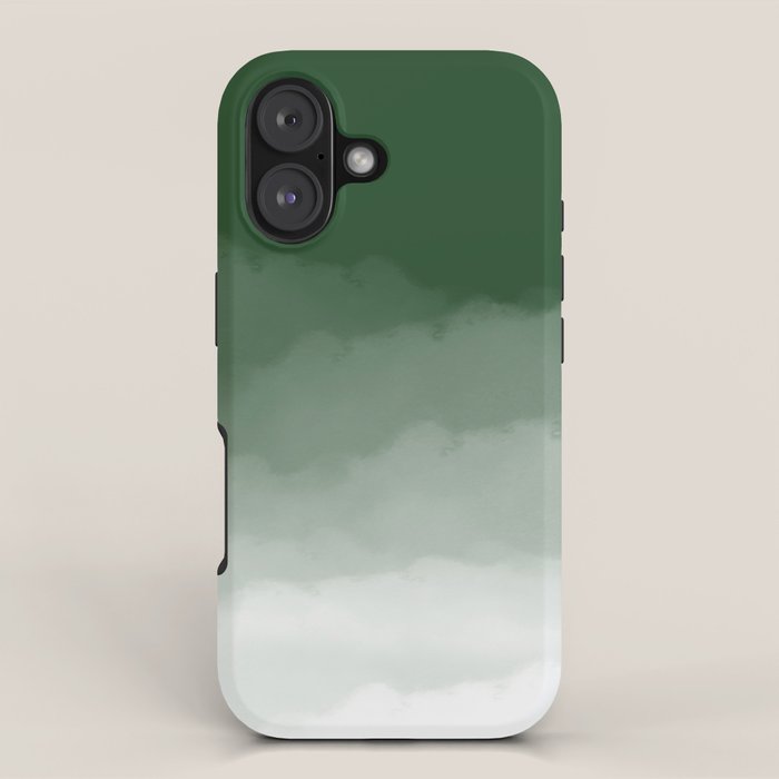 Forest Green Watercolor Ombre (green/white) iPhone Case Gallery Image 1