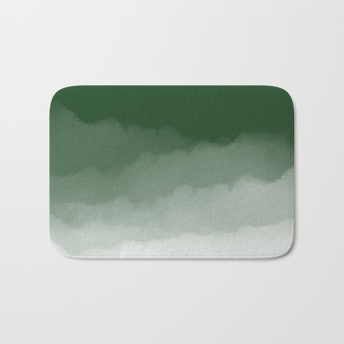 Forest Green Watercolor Ombre (green/white) Bath Mat Gallery Image 1