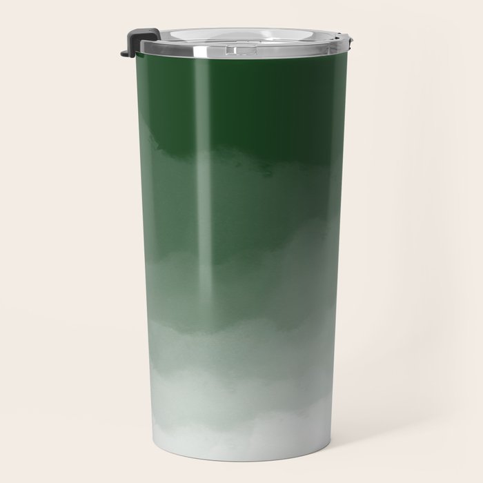 Forest Green Watercolor Ombre (green/white) Travel Mug Gallery Image 3