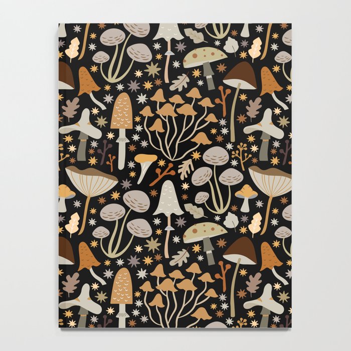 Forest Floor, Mushroom Art on Black Notebook Gallery Image 4