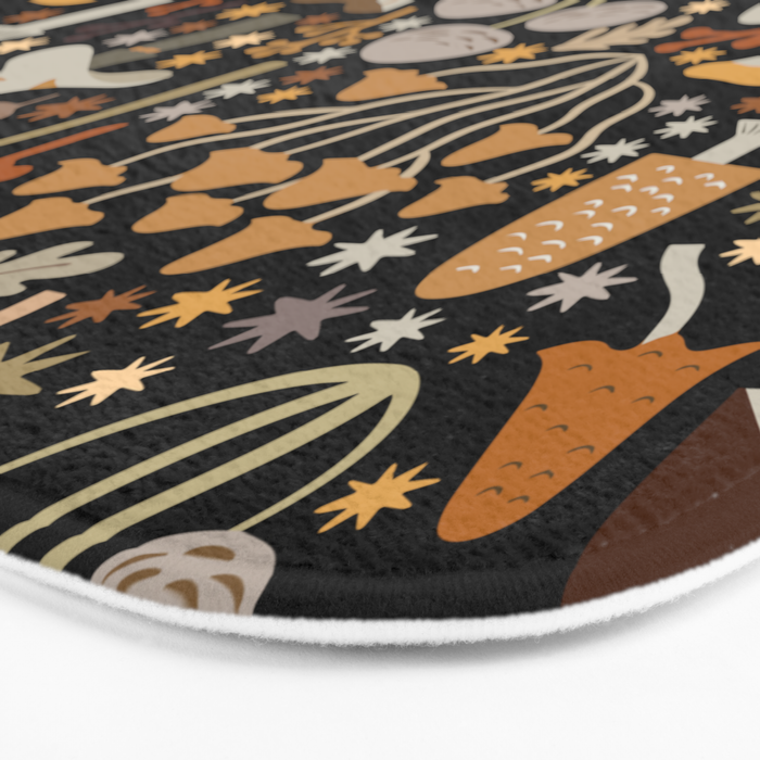 Forest Floor, Mushroom Art on Black Bath Mat Gallery Image 3