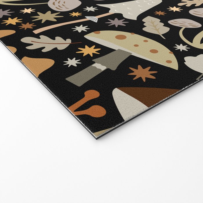 Forest Floor, Mushroom Art on Black Welcome Mat Gallery Image 2