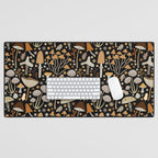 Forest Floor, Mushroom Art on Black Desk Mat Gallery Image 1