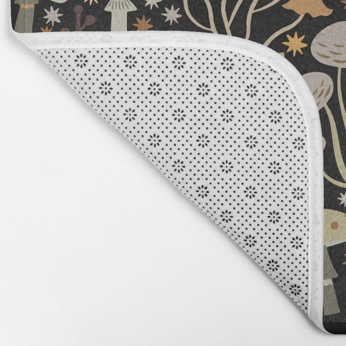 Forest Floor, Mushroom Art on Black Bath Mat Gallery Image 2