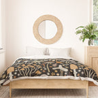 Forest Floor, Mushroom Art on Black Duvet Cover Gallery Image 3