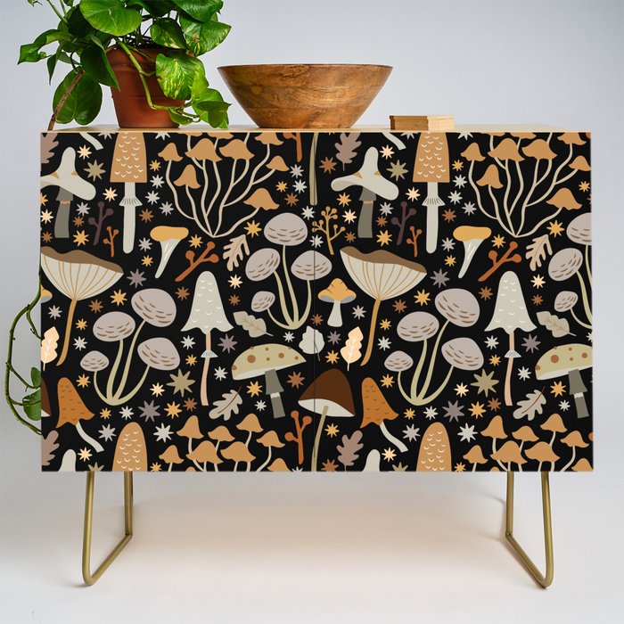 Forest Floor, Mushroom Art on Black Credenza Gallery Image 1