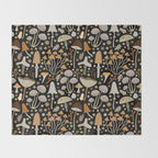 Forest Floor, Mushroom Art on Black Throw Blanket Gallery Image 2