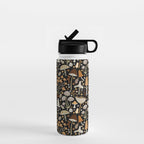 Forest Floor, Mushroom Art on Black Water Bottle Gallery Image 1