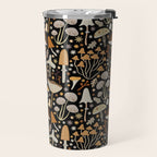 Forest Floor, Mushroom Art on Black Travel Mug Gallery Image 2