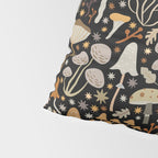 Forest Floor, Mushroom Art on Black Pillow Sham Gallery Image 4