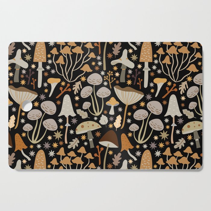 Forest Floor, Mushroom Art on Black Cutting Board Gallery Image 1