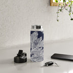 Sea Fan Coral - White on Navy Water Bottle Gallery Image 4