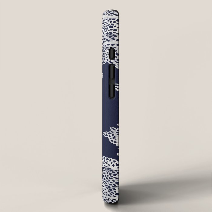 Sea Fan Coral - White on Navy iPhone Case Gallery Image 2
