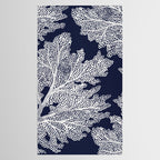 Sea Fan Coral - White on Navy Tablecloth Gallery Image 2